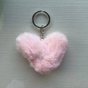 Pink Fluffy Heart Keychain